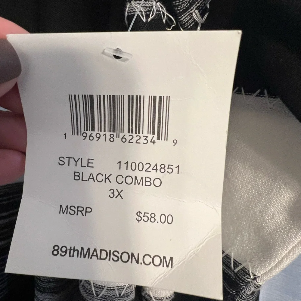 89th & Madison Black and White Striped Cardigan - Picture 5 of 5